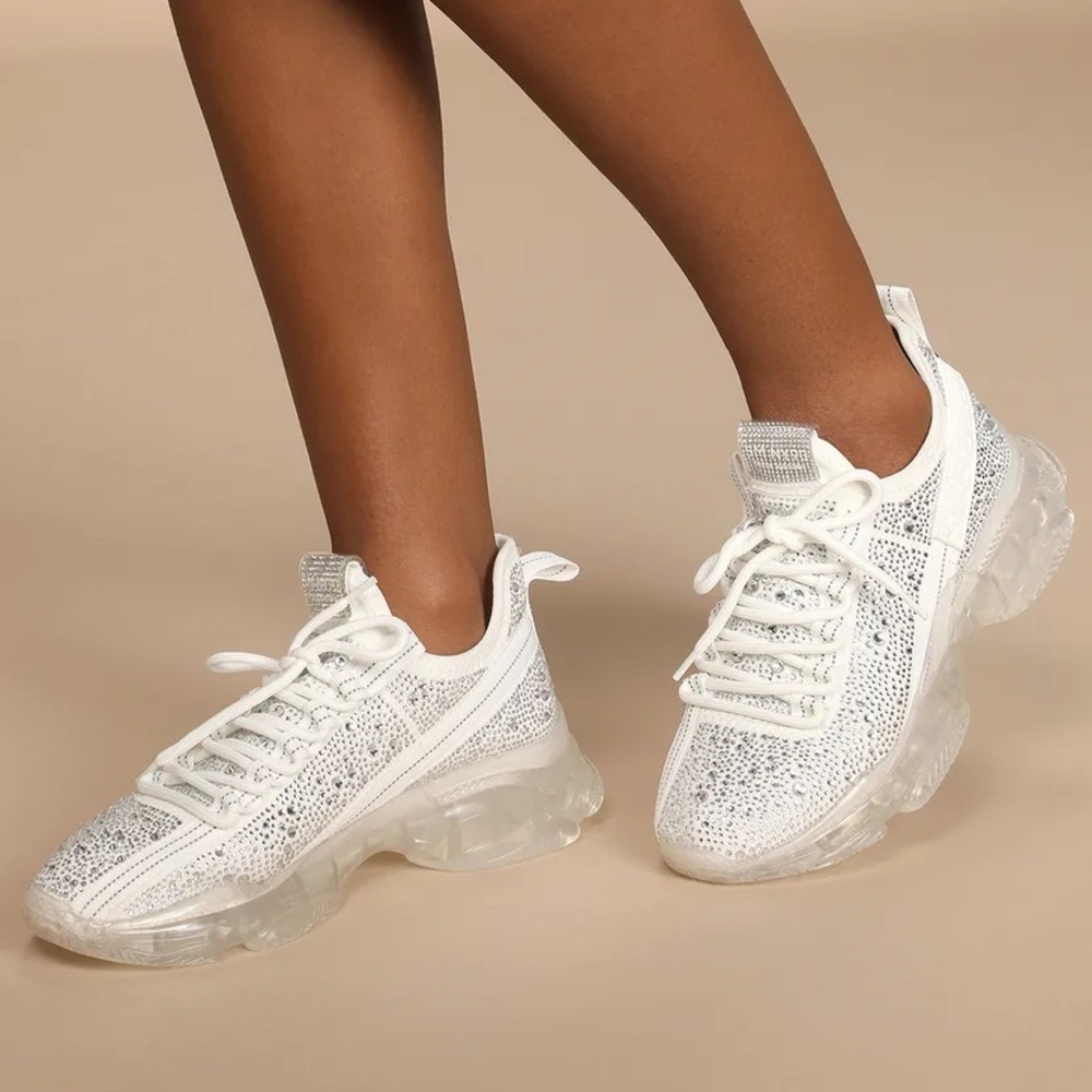 Steve Madden White Rhinestone Sneakers